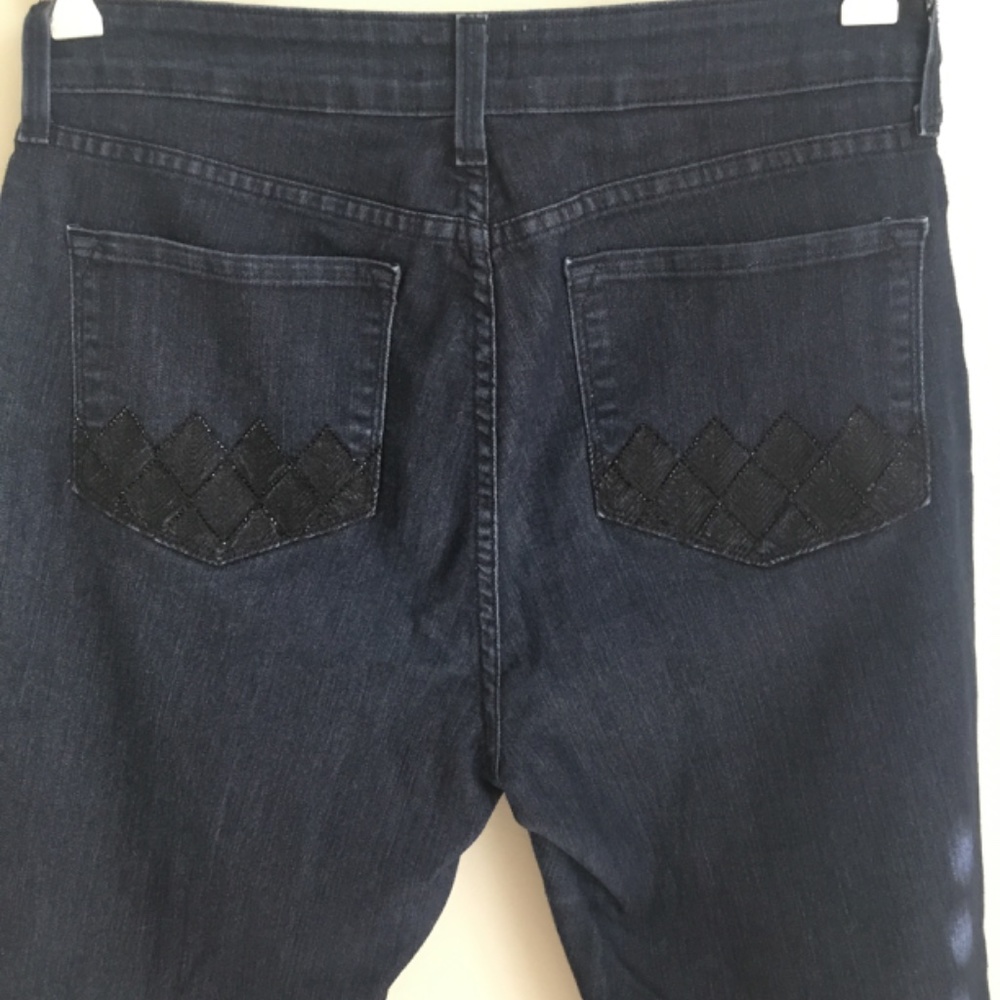 NYDJ Jeans - Black Embroidery/Rhinestones on Back Pockets - Straight Leg Size 12